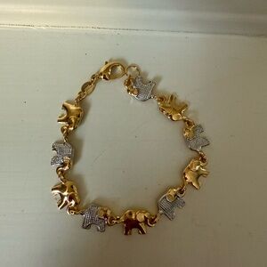 Elephant Bracelet 18k Gold Plated 2 Tone NIB